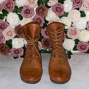 Camel faux leather bootie